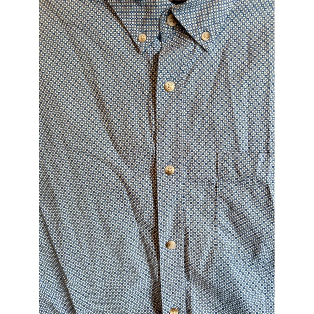 Banana Republic Mens XL Blue Geometric Print Slim Fit Short Sleeve Shirt